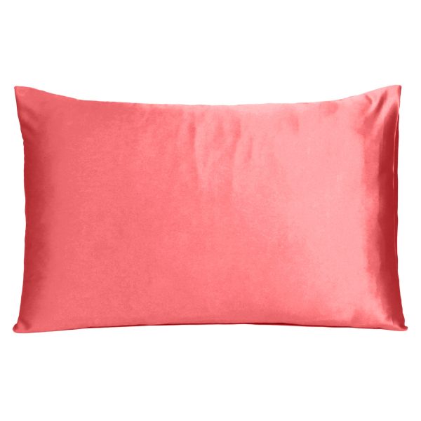 Coral Dreamy Set of 2 Silky Satin Standard Pillowcases - Image 3