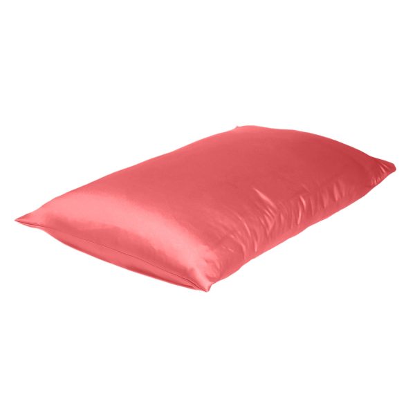 Coral Dreamy Set of 2 Silky Satin Standard Pillowcases - Image 4