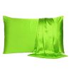 Bright Green Dreamy Set of 2 Silky Satin Standard Pillowcases - Image 2