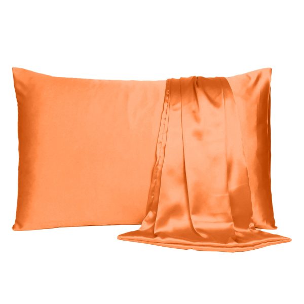 Orange Dreamy Set of 2 Silky Satin Standard Pillowcases - Image 2