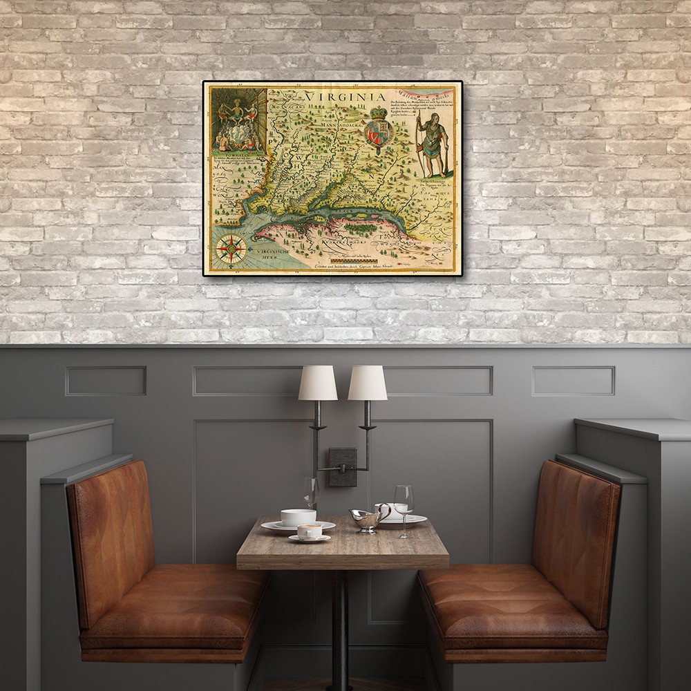 18" x 24" Map of Virginia c1627 Vintage Poster Wall Art - Image 2