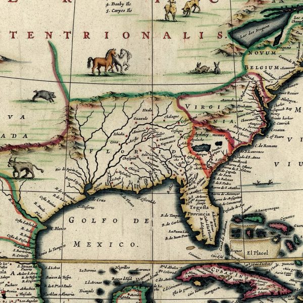 16" x 20" Vintage 1652 Map of Early North America Wall Art - Image 2