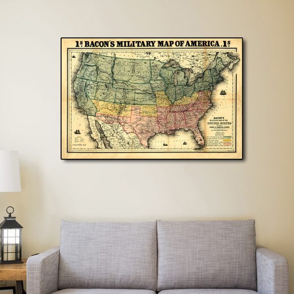24" x 36" Vintage 1862 Civil War Map Wall Art - Image 2