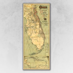 24" x 60" Map of Jacksonville Florida Vintage Poster Wall Art