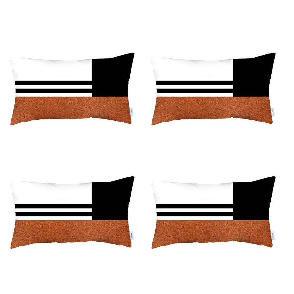 Set of 4 Brown and Black Lumbar Pillow Covers - Image 2