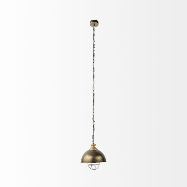 Distressed Bronze Metal Dome Hanging Light - Image 2