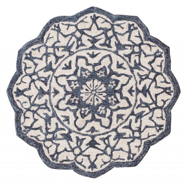 2?x 4?Navy and White Decorative Hearth Rug