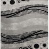 2?x 20?Gray and Black Abstract Waves Runner Rug - Image 2