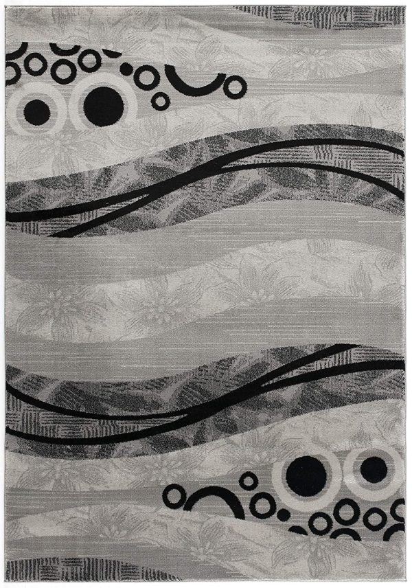 2?x 20?Gray and Black Abstract Waves Runner Rug - Image 2