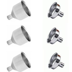 6 Pack of Stainless Steel Funnels for Essential Oils, 3 Tall, 3 Short