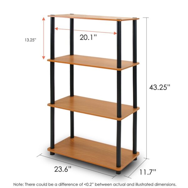 4-Tier Storage Shelf Display Rack Bookcase in Cherry Finish - Image 2