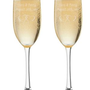 2 Pack Toasting Champagne Flutes - Clear -Personalized