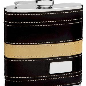 Genuine Leather Hip Flask Holding 6 oz - Pocket Size, Stainless Steel, Rustproof, Screw-On Cap