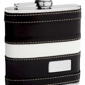 Leather Hip Flask Holding 6oz - Pocket Size, Stainless Steel, Rustproof, Screw-On Cap