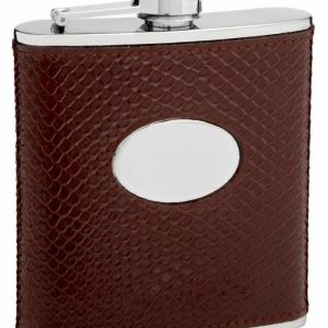 Leather Hip Flask Holders with Snake Skin Patterns