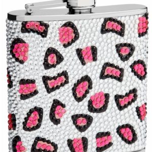 Rhinestone Hip Flask Holders with Leopard Patterns