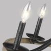 Rustic 5 Light Dimmable Farm Home Circle Metal Chandelier Oak Finish - Image 3