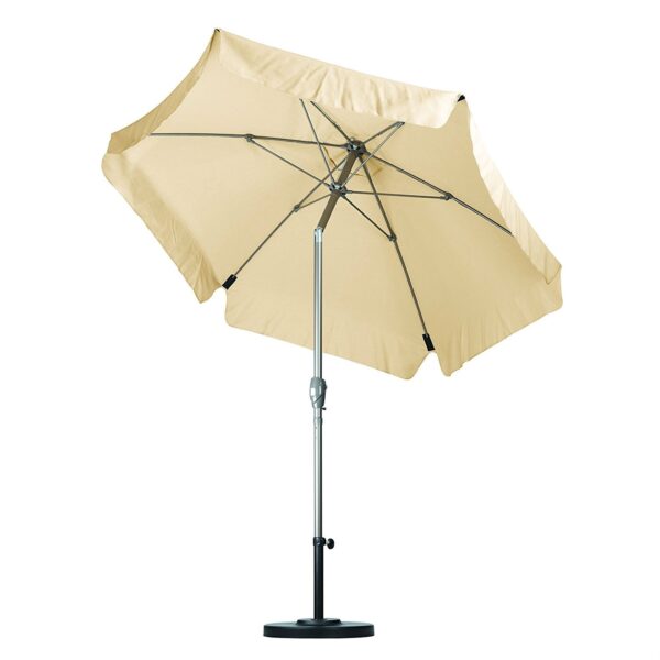 Beige 7.5 Foot Off-White Patio Umbrella with Push Button Tilt and Metal Pole - Image 2