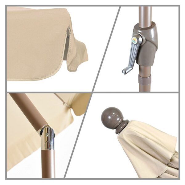 Beige 7.5 Foot Off-White Patio Umbrella with Push Button Tilt and Metal Pole - Image 4