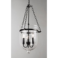 Glass Lantern Chandelier in Antique Copper Finish - Image 3