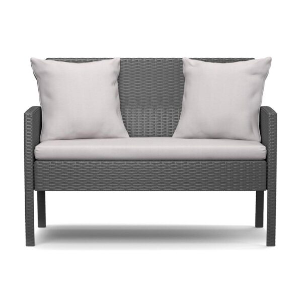 Modern 4-Piece Outdoor Grey Resin Wicker Patio Furniture Set with Cushions - Image 3