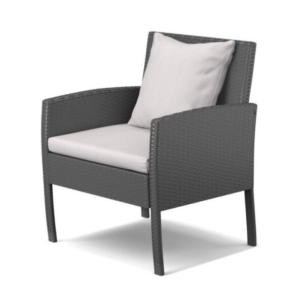 Modern 4-Piece Outdoor Grey Resin Wicker Patio Furniture Set with Cushions - Image 4