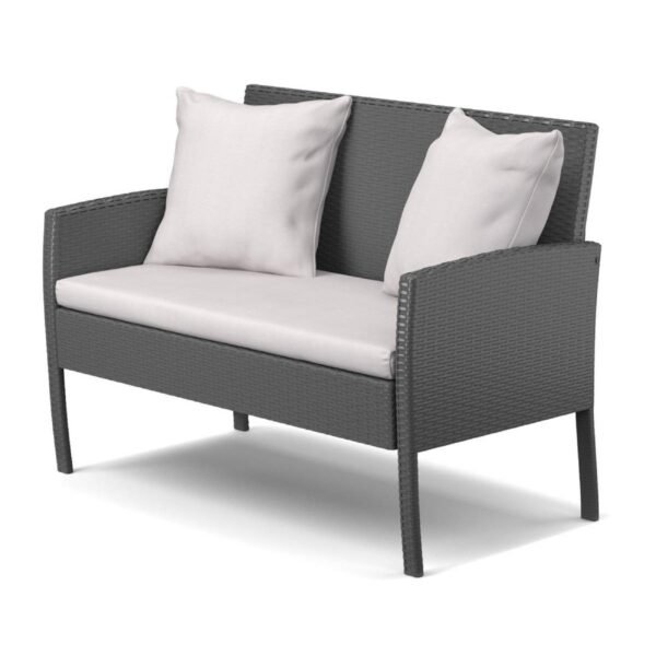 Modern 4-Piece Outdoor Grey Resin Wicker Patio Furniture Set with Cushions - Image 5