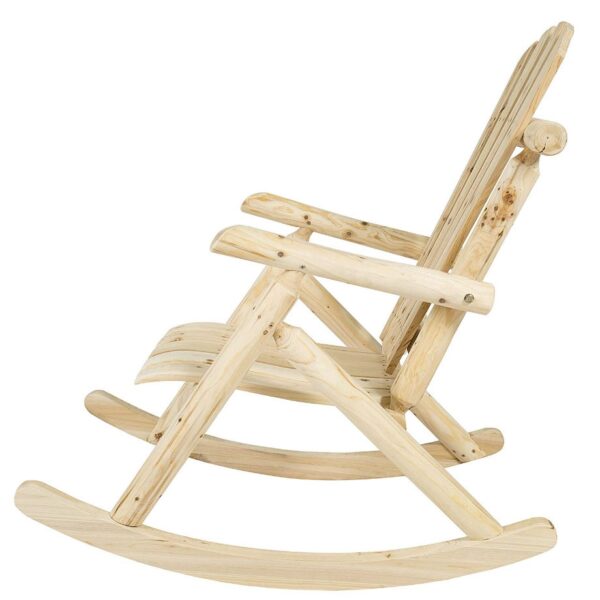 Outdoor Wooden Log Rocking Chair - Adirondack Style - Image 2