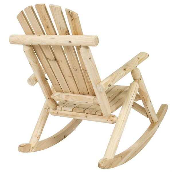 Outdoor Wooden Log Rocking Chair - Adirondack Style - Image 3