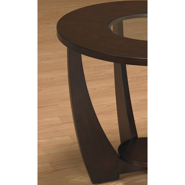 Stylish Espresso End Table with Shelf and Glass Insert - Image 3