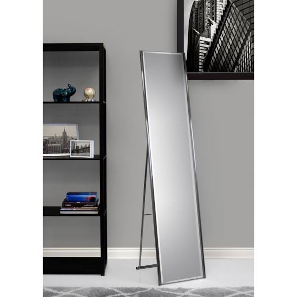 Modern Free-Standing Floor Mirror in Champagne Steel Finish - Image 3