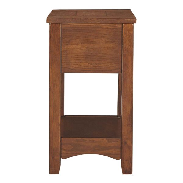 Mission Style 1-Drawer End Table Nightstand in Brown Wood Finish - Image 2