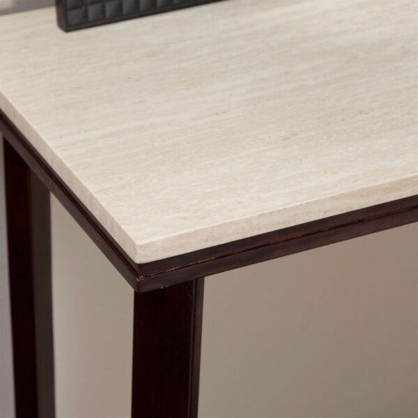 Contemporary Sofa Table in Espresso Wood Finish with Faux Travertine Top - Image 2