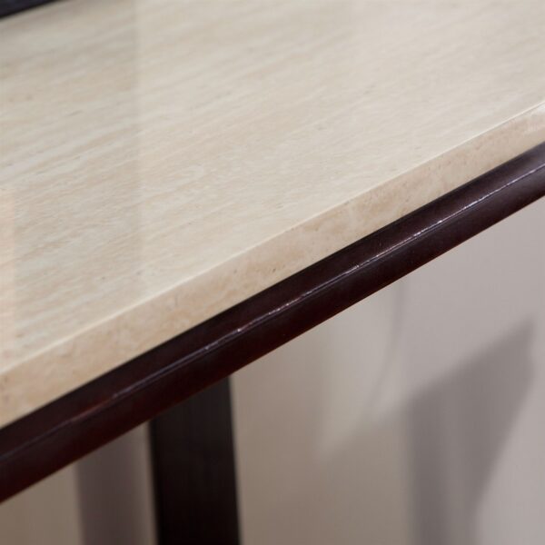 Contemporary Sofa Table in Espresso Wood Finish with Faux Travertine Top - Image 3