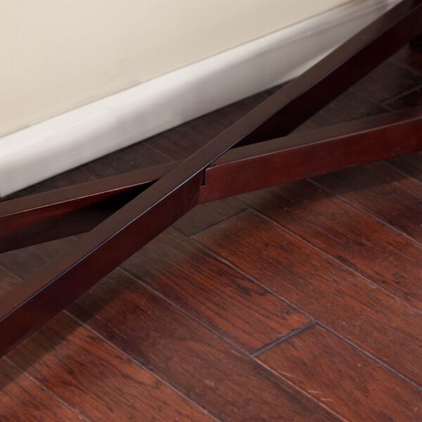 Contemporary Sofa Table in Espresso Wood Finish with Faux Travertine Top - Image 4