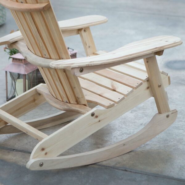 Patio Porch All Weather Indoor / Outdoor Natural Adirondack Rocking Chair - Image 3