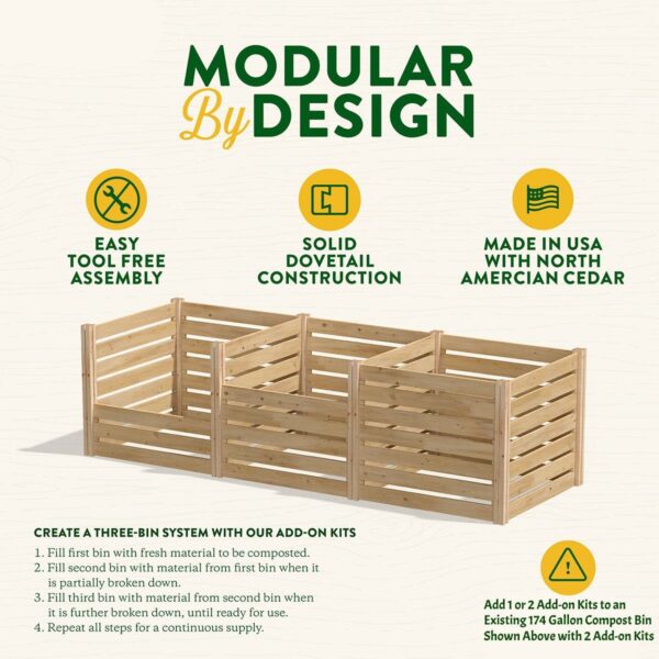 Add on Kit for 174 Gallon Cedar Wood Compost Bin - Made in the USA - Image 2
