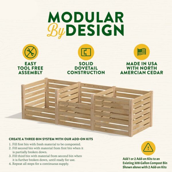 Add on Kit for 308 Gallon Cedar Wood Compost Bin - Made in the USA - Image 2