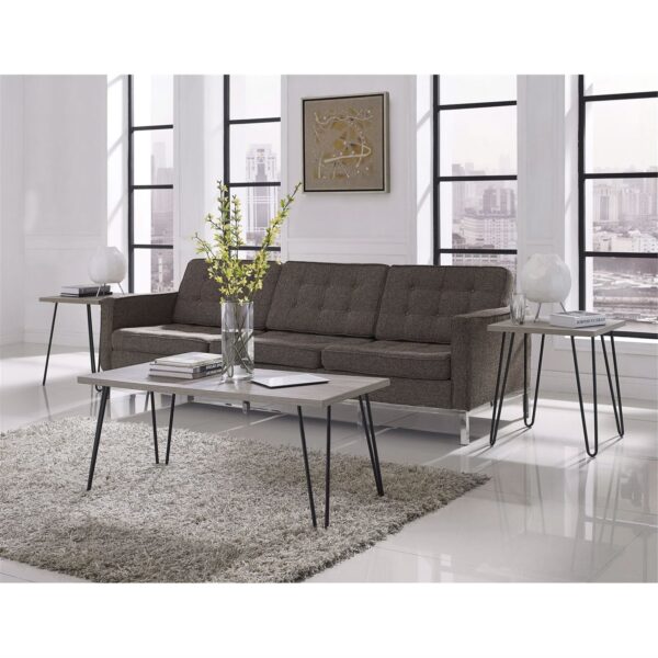 Modern Classic Vintage Style Coffee Table with Wood Top and Metal Legs - Image 3