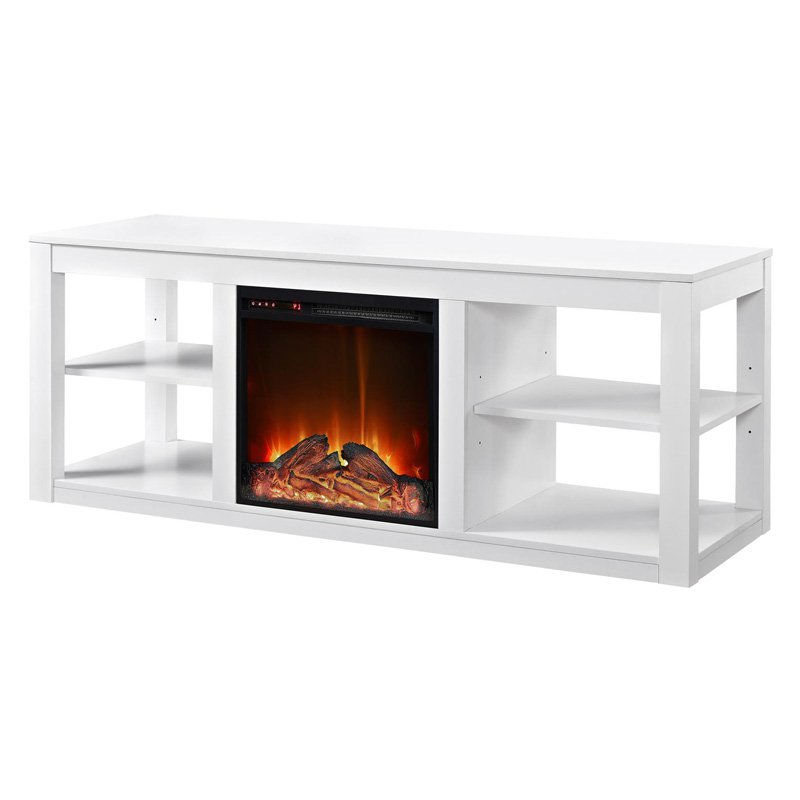Modern 2-in-1 Electric Fireplace TV Stand in White - Image 2