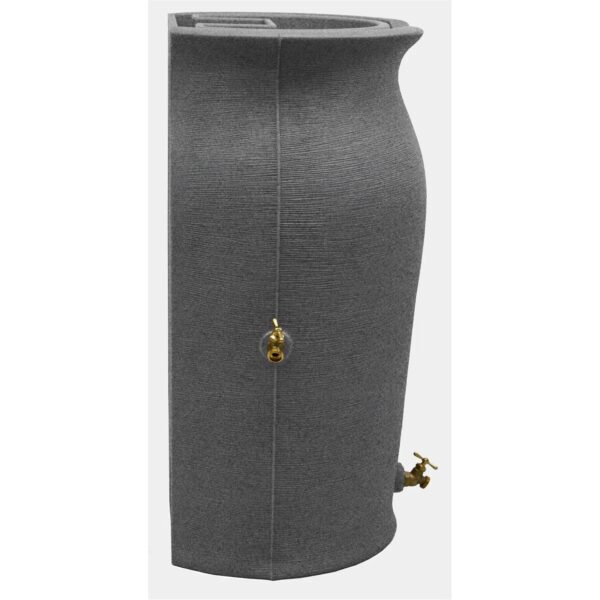 Dark Grey Granite 50-Gallon Plastic Urn Rain Barrel with Planter Top - Image 4