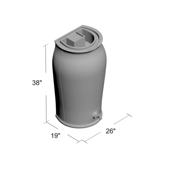 Dark Grey Granite 50-Gallon Plastic Urn Rain Barrel with Planter Top - Image 5