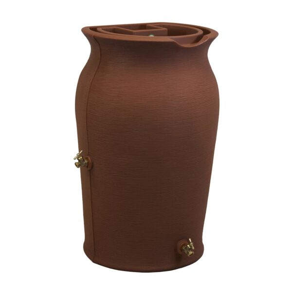 Terra Cotta 50-Gallon Plastic Urn Rain Barrel with Planter Top - Image 2