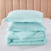 Queen Size Aqua 3 Piece Microfiber Reversible Comforter Set - Image 2