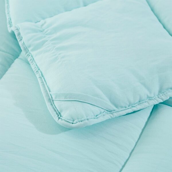 Queen Size Aqua 3 Piece Microfiber Reversible Comforter Set - Image 3