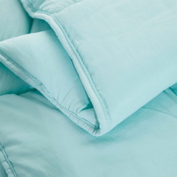 Queen Size Aqua 3 Piece Microfiber Reversible Comforter Set - Image 4