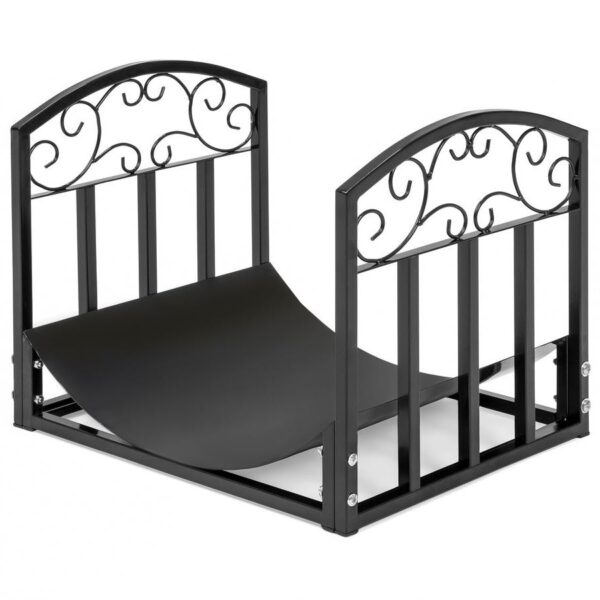 Wrought Iron Firewood Log Storage Stacking Rack with Filigree Accents - Image 2