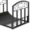 Wrought Iron Firewood Log Storage Stacking Rack with Filigree Accents - Image 3