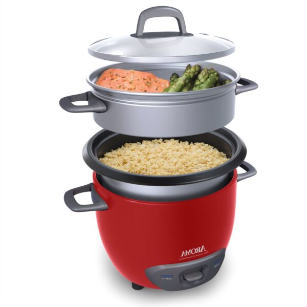 Red 6-Cup Automatic Rice Cooker Kitchen Food Steamer - Image 2