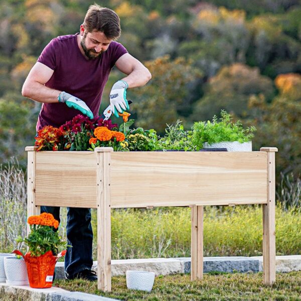 Solid Fir Wood Outdoor Raised Garden Bed Planter Box 2-ft x 4-ft x 30-inch High - Image 2